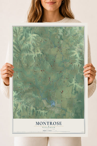 Map of Montrose, Wisconsin, 18 x 24 inch unframed archival matte print