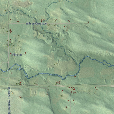 Close-up of the map of Morris, Wisconsin print showing street and building detail