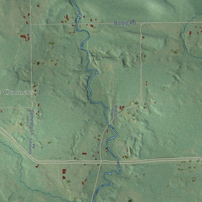 Second close-up of the map of Morris, Wisconsin print showing more streets and buildings