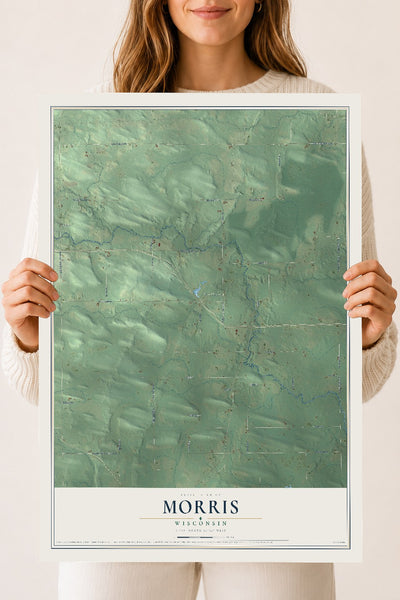 Map of Morris, Wisconsin, 18 x 24 inch unframed archival matte print
