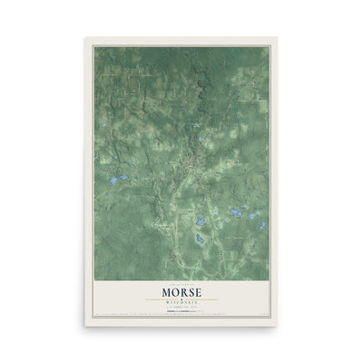 Map of Morse, Wisconsin, 12 x 18 inch unframed archival matte print
