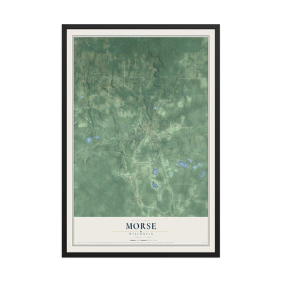 Map of Morse, Wisconsin, 12 x 18 inch print in a black wood frame