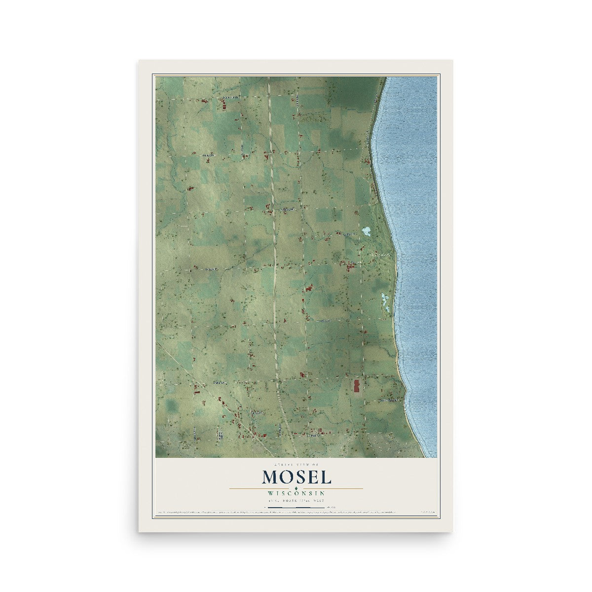 Map of Mosel, Wisconsin, 12 x 18 inch unframed archival matte print