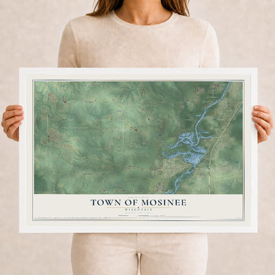 Map of the Town of Mosinee, Wisconsin, 12 x 18 inch print in a white wood frame