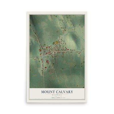 Map of Mount Calvary, Wisconsin, 12 x 18 inch unframed archival matte print