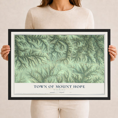 Map of the Town of Mount Hope, Wisconsin, 12 x 18 inch print in a black wood frame