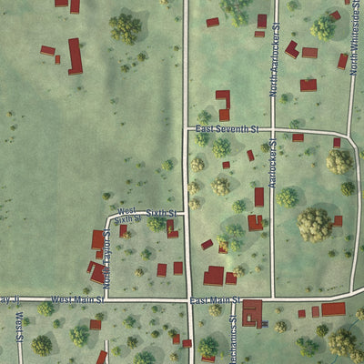 Close-up of the map of Mount Hope, Wisconsin print showing street and building detail