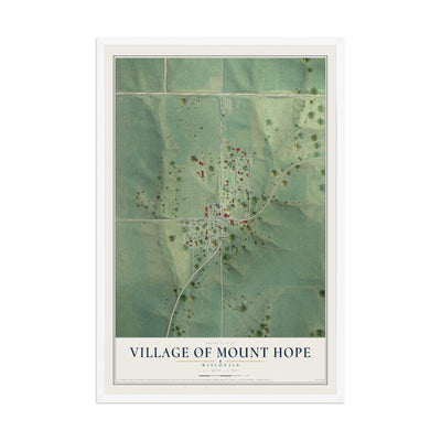 Map of Mount Hope, Wisconsin, 12 x 18 inch print in a white wood frame