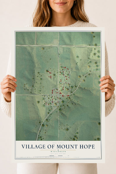Map of Mount Hope, Wisconsin, 18 x 24 inch unframed archival matte print
