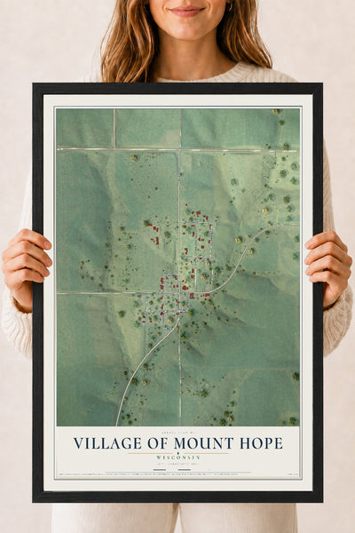 Map of Mount Hope, Wisconsin, 18 x 24 inch print in a black wood frame