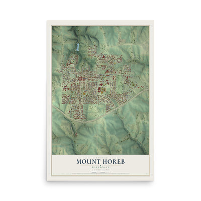 Map of Mount Horeb, Wisconsin, 12 x 18 inch unframed archival matte print
