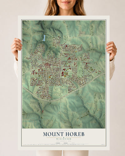 Map of Mount Horeb, Wisconsin, 24 x 36 inch unframed archival matte print