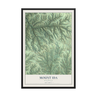 Map of Mount Ida, Wisconsin, 12 x 18 inch print in a black wood frame