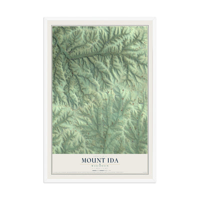 Map of Mount Ida, Wisconsin, 12 x 18 inch print in a white wood frame