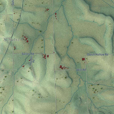 Second close-up of the map of Mount Pleasant, Green County, Wisconsin print showing more streets and buildings
