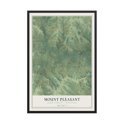 Map of Mount Pleasant, Green County, Wisconsin, 12 x 18 inch print in a black wood frame