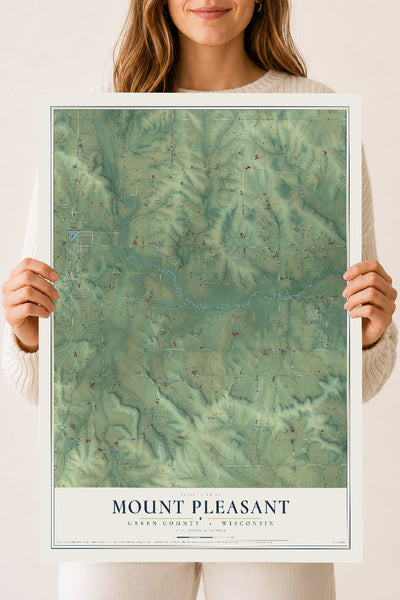 Map of Mount Pleasant, Green County, Wisconsin, 18 x 24 inch unframed archival matte print