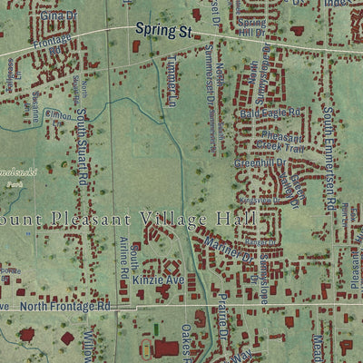 Close-up of the map of Mount Pleasant, Racine County, Wisconsin print showing street and building detail