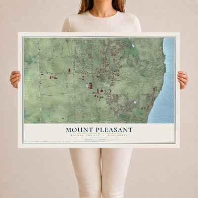 Map of Mount Pleasant, Racine County, Wisconsin, 24 x 36 inch unframed archival matte print