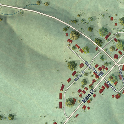 Close-up of the map of Mount Sterling, Wisconsin print showing street and building detail