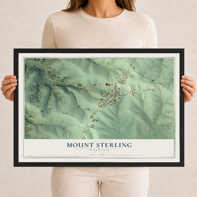Map of Mount Sterling, Wisconsin, 12 x 18 inch print in a black wood frame