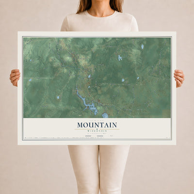 Map of Mountain, Wisconsin, 24 x 36 inch unframed archival matte print