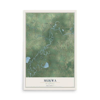 Map of Mukwa, Wisconsin, 12 x 18 inch unframed archival matte print