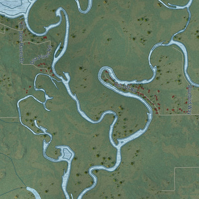 Second close-up of the map of Mukwa, Wisconsin print showing more streets and buildings