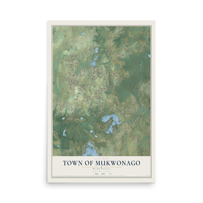 Map of the Town of Mukwonago, Wisconsin, 12 x 18 inch unframed archival matte print