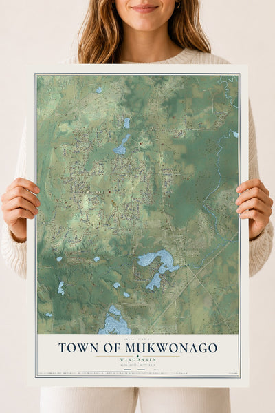 Map of the Town of Mukwonago, Wisconsin, 18 x 24 inch unframed archival matte print