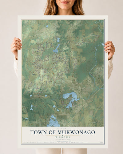 Map of the Town of Mukwonago, Wisconsin, 24 x 36 inch unframed archival matte print