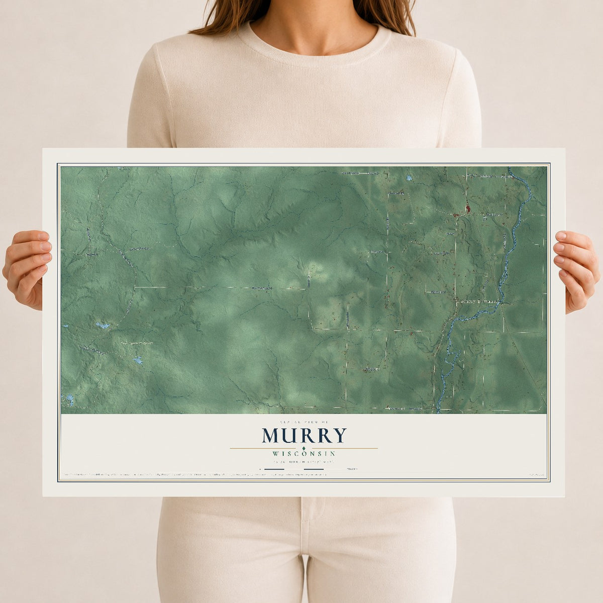 Map of Murry, Wisconsin, 12 x 18 inch unframed archival matte print