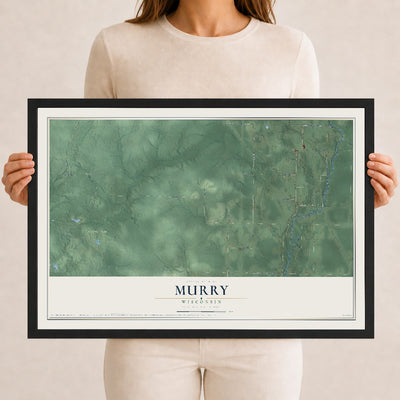 Map of Murry, Wisconsin, 12 x 18 inch print in a black wood frame