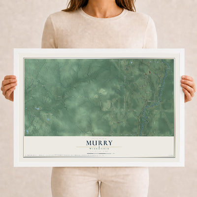 Map of Murry, Wisconsin, 12 x 18 inch print in a white wood frame