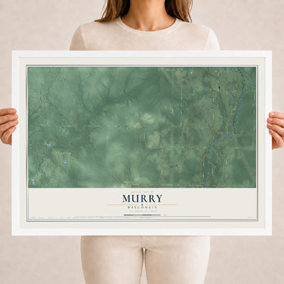 Map of Murry, Wisconsin, 18 x 24 inch print in a white wood frame