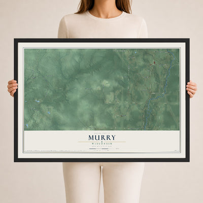 Map of Murry, Wisconsin, 24 x 36 inch print in a black wood frame