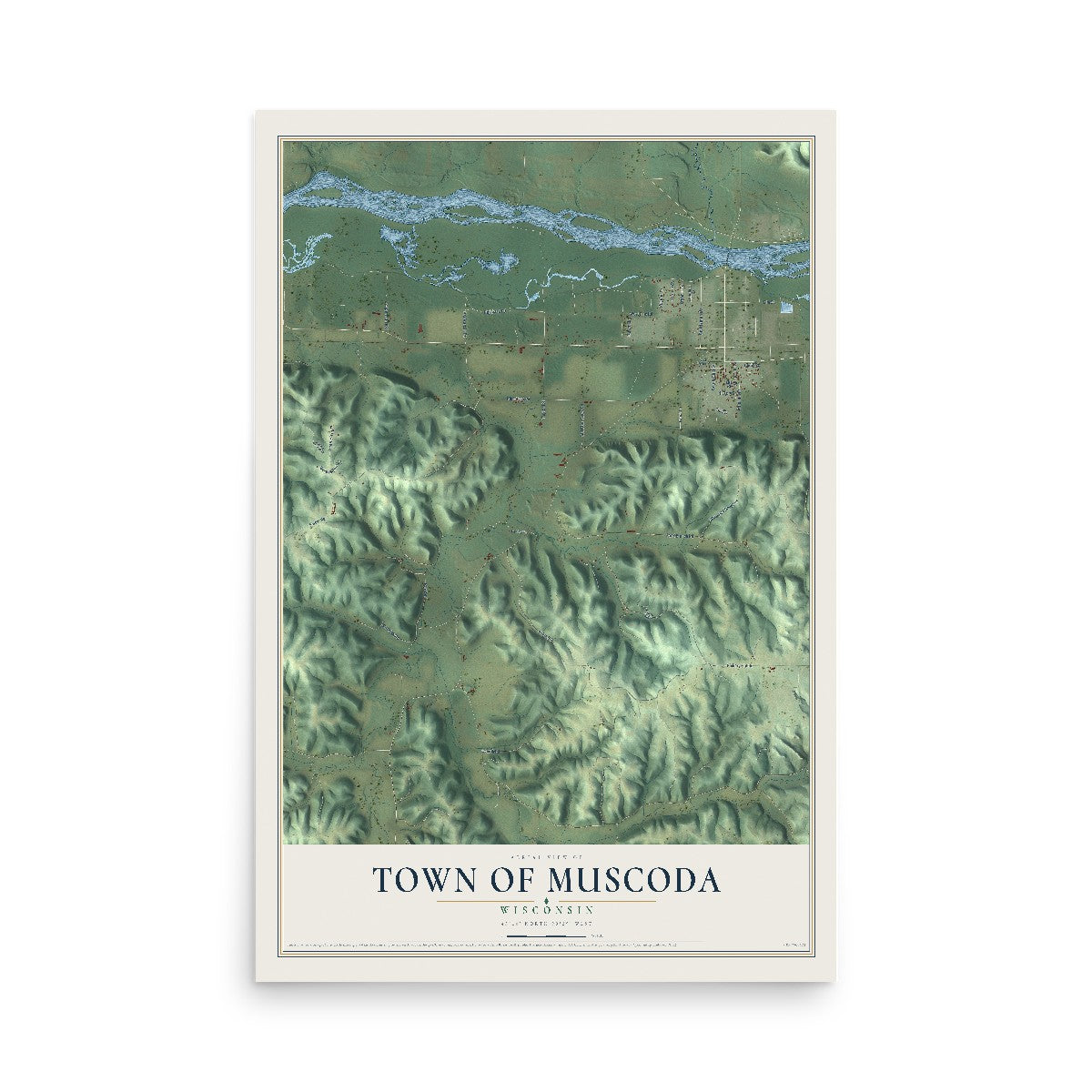 Map of the Town of Muscoda, Wisconsin, 12 x 18 inch unframed archival matte print