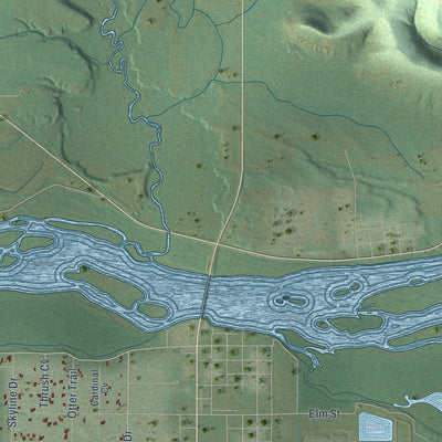 Close-up of the map of the Town of Muscoda, Wisconsin print showing street and building detail