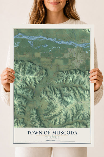 Map of the Town of Muscoda, Wisconsin, 18 x 24 inch unframed archival matte print