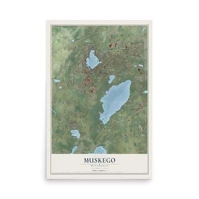 Map of Muskego, Wisconsin, 12 x 18 inch unframed archival matte print