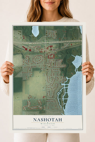 Map of Nashotah, Wisconsin, 18 x 24 inch unframed archival matte print