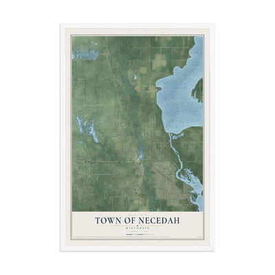 Map of the Town of Necedah, Wisconsin, 12 x 18 inch print in a white wood frame
