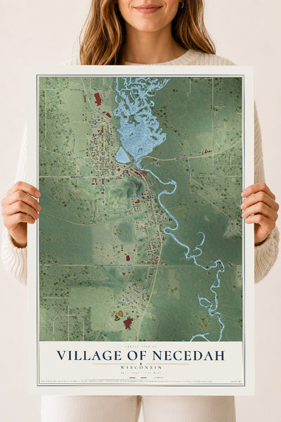 Map of Necedah, Wisconsin, 18 x 24 inch unframed archival matte print