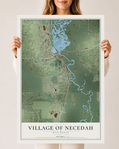 Map of Necedah, Wisconsin, 24 x 36 inch unframed archival matte print