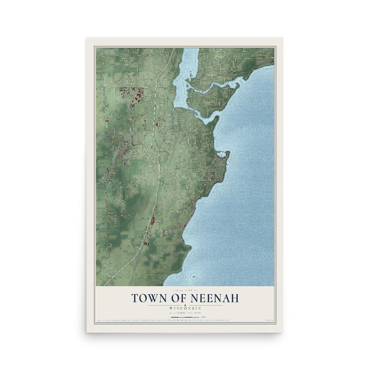 Map of the Town of Neenah, Wisconsin, 12 x 18 inch unframed archival matte print