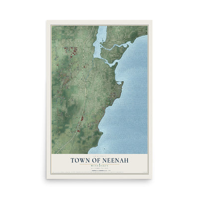 Map of the Town of Neenah, Wisconsin, 12 x 18 inch unframed archival matte print