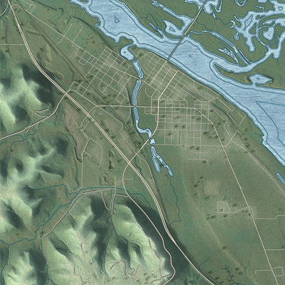 Second close-up of the map of the Town of Nelson, Wisconsin print showing more streets and buildings