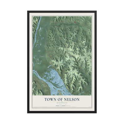 Map of the Town of Nelson, Wisconsin, 12 x 18 inch print in a black wood frame