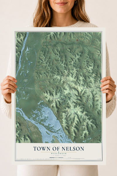 Map of the Town of Nelson, Wisconsin, 18 x 24 inch unframed archival matte print