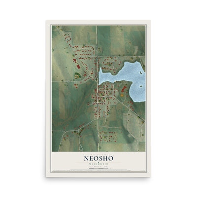 Map of Neosho, Wisconsin, 12 x 18 inch unframed archival matte print